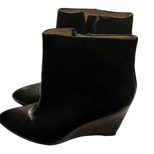 Brian Atwood Black calf leather Brian Atwood wedge booties size 7 resoled